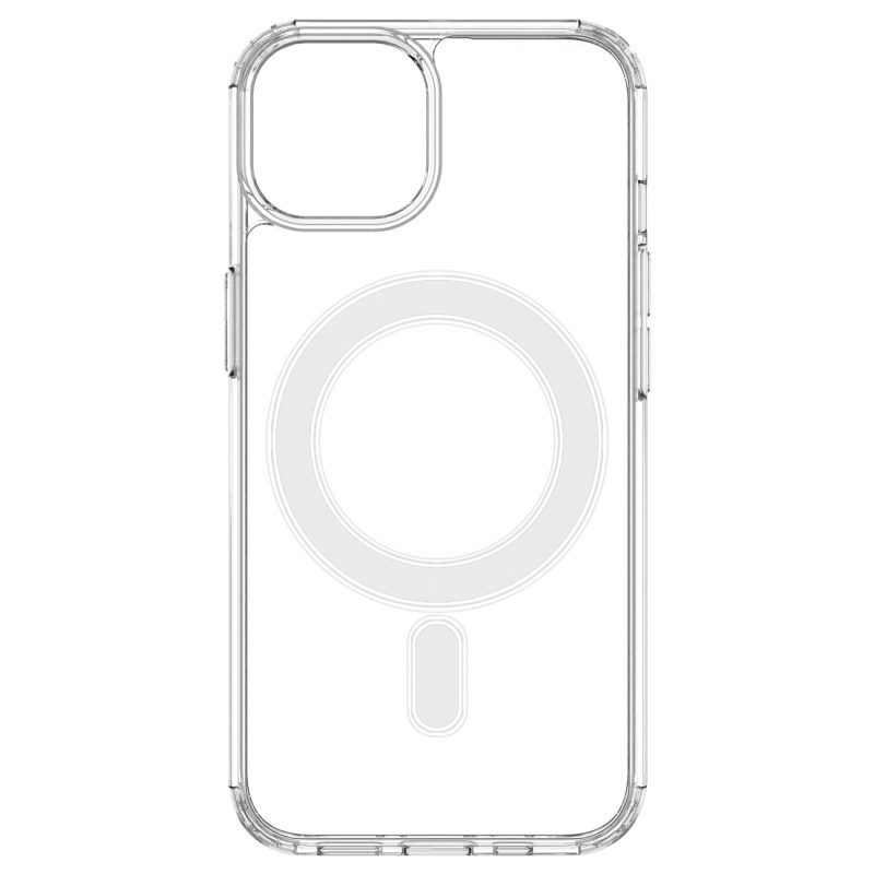 Skaidrus magnetinis dėklas su MagSafe iPhone 14 su sidabriniu žiedu – skaidrus