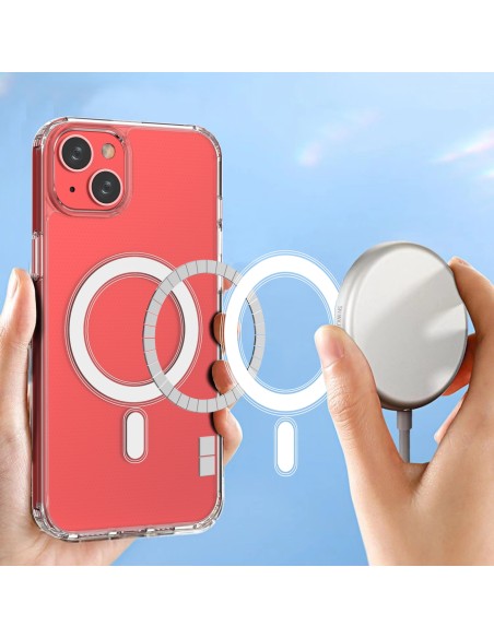 Skaidrus magnetinis dėklas su MagSafe iPhone 14 Plus su sidabriniu žiedu – skaidrus Skaidrus magnetinis dėklas su MagSafe iPhone 14 Plus su sidabriniu žiedu – skaidrus