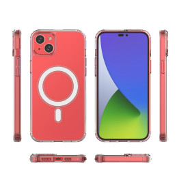 Skaidrus magnetinis dėklas su MagSafe iPhone 14 Plus su sidabriniu žiedu – skaidrus