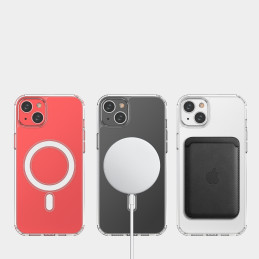 Skaidrus magnetinis dėklas su MagSafe iPhone 14 Plus su sidabriniu žiedu – skaidrus