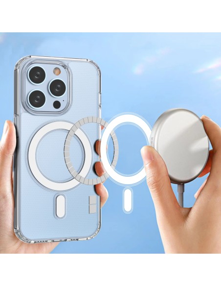 Skaidrus magnetinis dėklas su MagSafe iPhone 14 Pro su sidabriniu žiedu – skaidrus Skaidrus magnetinis dėklas su MagSafe iPhone 14 Pro su sidabriniu žiedu – skaidrus
