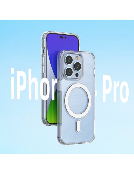 Skaidrus magnetinis dėklas su MagSafe iPhone 14 Pro su sidabriniu žiedu – skaidrus Skaidrus magnetinis dėklas su MagSafe iPhone 14 Pro su sidabriniu žiedu – skaidrus