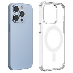 Skaidrus magnetinis dėklas su MagSafe iPhone 14 Pro su sidabriniu žiedu – skaidrus