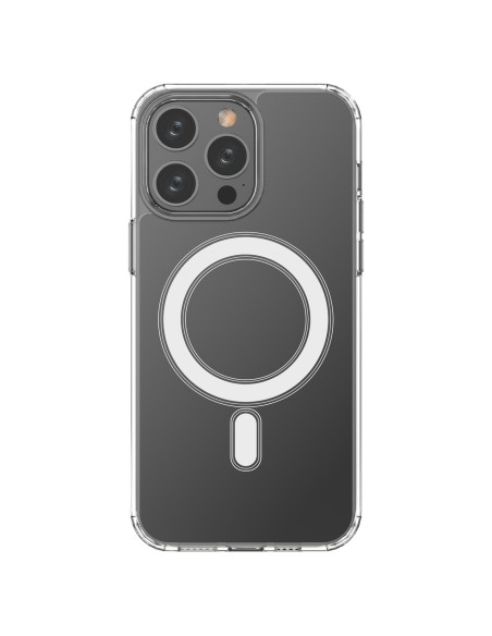 Skaidrus magnetinis dėklas su MagSafe iPhone 14 Pro Max su sidabriniu žiedu – skaidrus