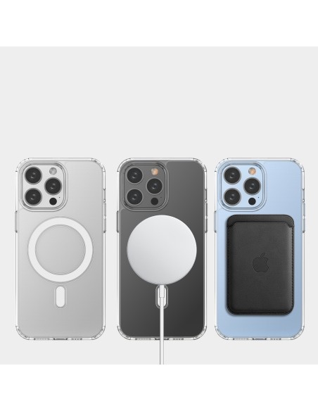 Skaidrus magnetinis dėklas su MagSafe iPhone 14 Pro Max su sidabriniu žiedu – skaidrus