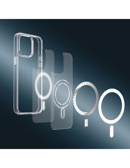 Skaidrus magnetinis dėklas su MagSafe iPhone 14 Pro Max su sidabriniu žiedu – skaidrus