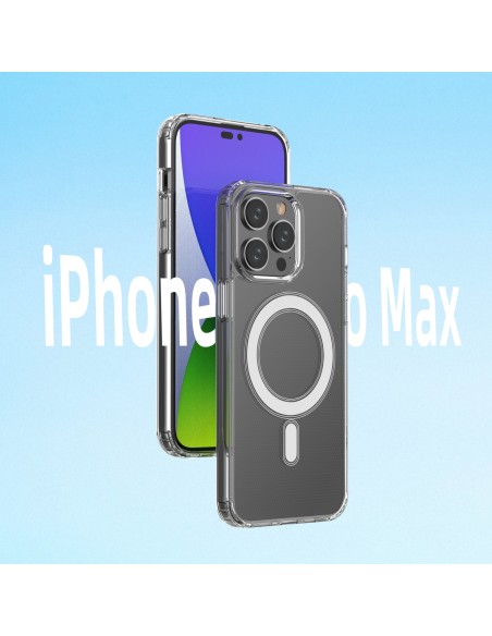 Skaidrus magnetinis dėklas su MagSafe iPhone 14 Pro Max su sidabriniu žiedu – skaidrus