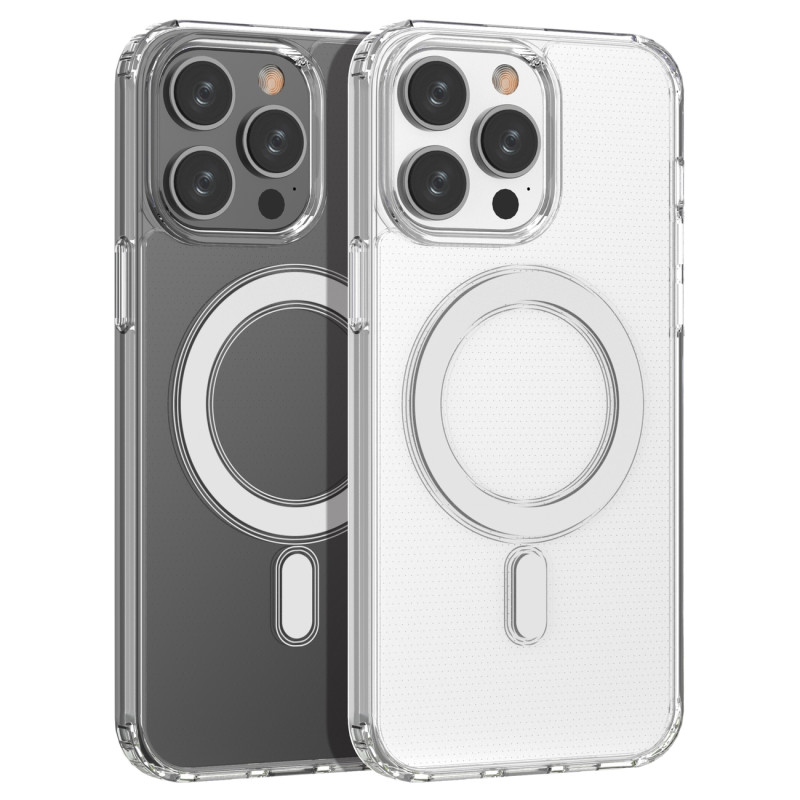 Skaidrus magnetinis dėklas su MagSafe iPhone 14 Pro Max su sidabriniu žiedu – skaidrus