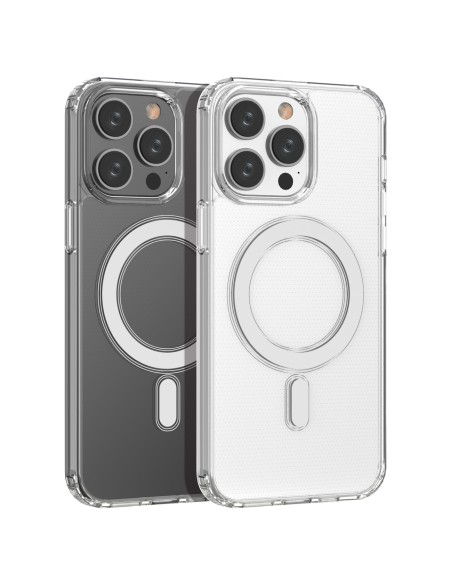 Skaidrus magnetinis dėklas su MagSafe iPhone 14 Pro Max su sidabriniu žiedu – skaidrus