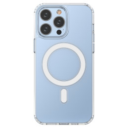 Skaidrus magnetinis dėklas su MagSafe iPhone 14 Pro Max su sidabriniu žiedu – skaidrus