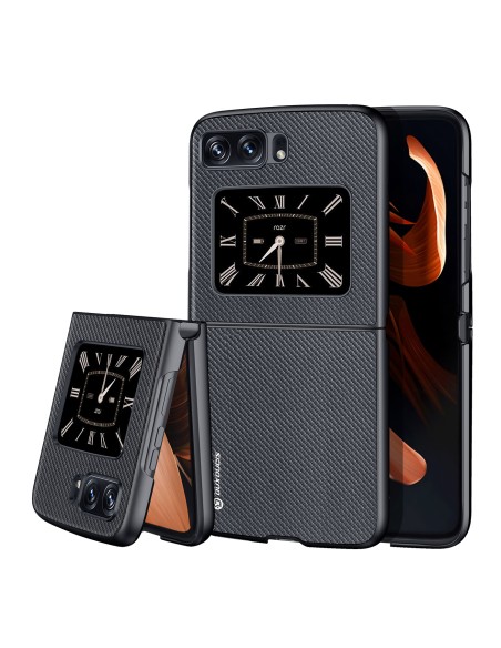 Dux Ducis Fino dėklas Motorola Razr 2022 dangtelis su silikoniniu rėmeliu juodas