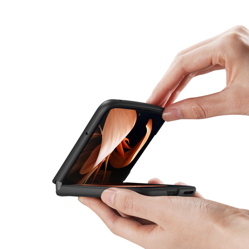 Dux Ducis Fino dėklas Motorola Razr 2022 dangtelis su silikoniniu rėmeliu juodas