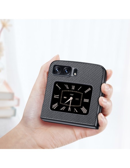 Dux Ducis Fino dėklas Motorola Razr 2022 dangtelis su silikoniniu rėmeliu juodas