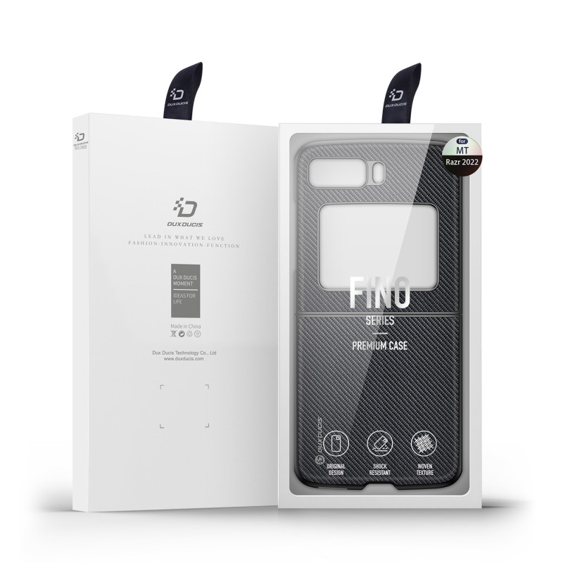 Dux Ducis Fino dėklas Motorola Razr 2022 dangtelis su silikoniniu rėmeliu juodas