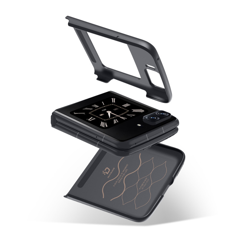 Dux Ducis Fino dėklas Motorola Razr 2022 dangtelis su silikoniniu rėmeliu juodas