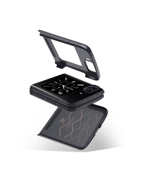 Dux Ducis Fino dėklas Motorola Razr 2022 dangtelis su silikoniniu rėmeliu juodas