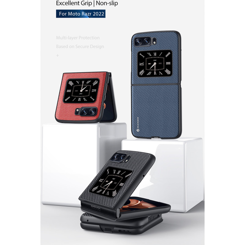 Dux Ducis Fino dėklas Motorola Razr 2022 dangtelis su silikoniniu rėmeliu juodas