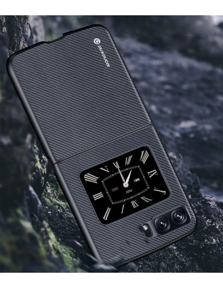 Dux Ducis Fino dėklas Motorola Razr 2022 dangtelis su silikoniniu rėmeliu juodas