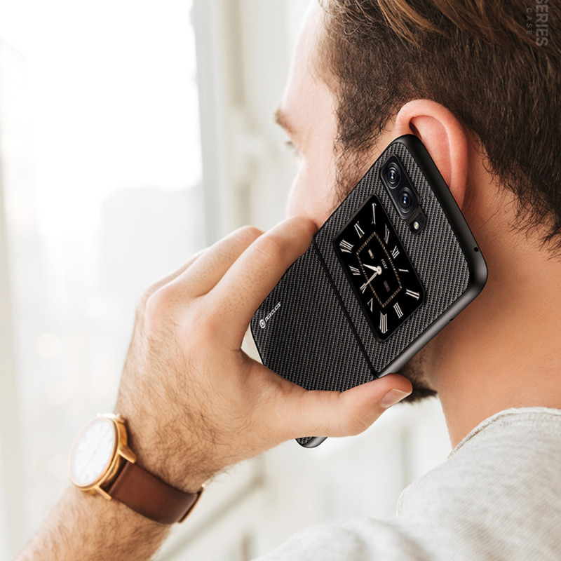Dux Ducis Fino dėklas Motorola Razr 2022 dangtelis su silikoniniu rėmeliu juodas