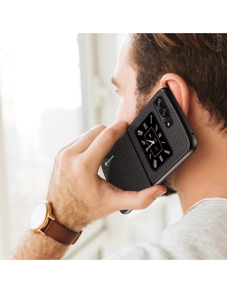 Dux Ducis Fino dėklas Motorola Razr 2022 dangtelis su silikoniniu rėmeliu juodas