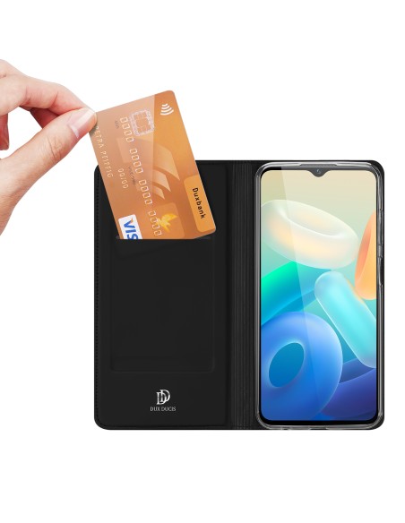 Dux Ducis Skin Pro Case Vivo Y16 / Y02s piniginės dėklo dangtelis su atverčiamu juodu Dux Ducis Skin Pro Case Vivo Y16 / Y02s piniginės dėklo dangtelis su atverčiamu juodu