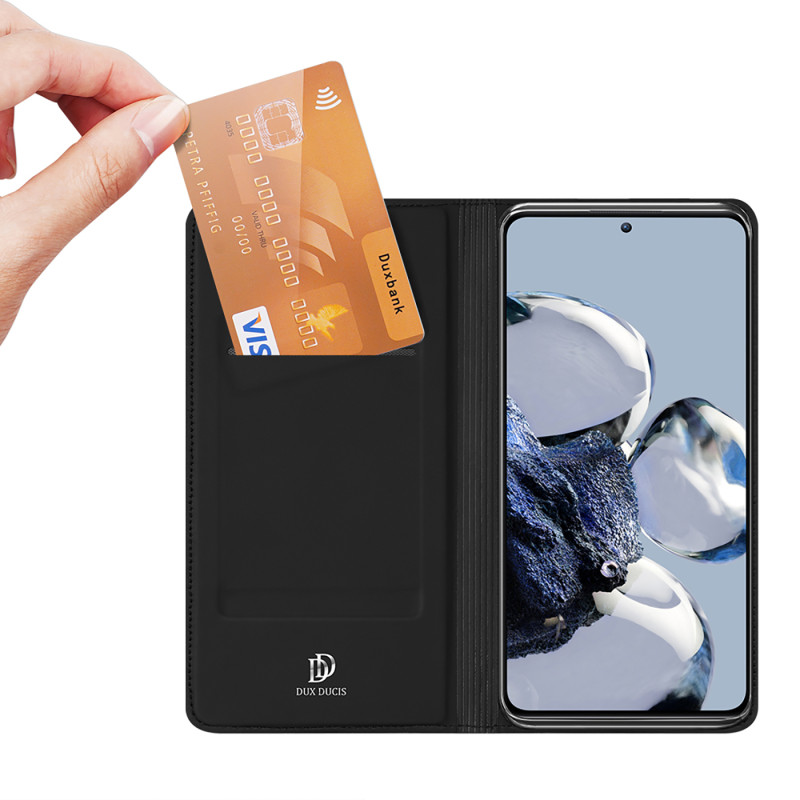 Dux Ducis Skin Pro dėklas Xiaomi 12T Pro / 12T piniginės dėklas, atverčiamas juodas dangtelis