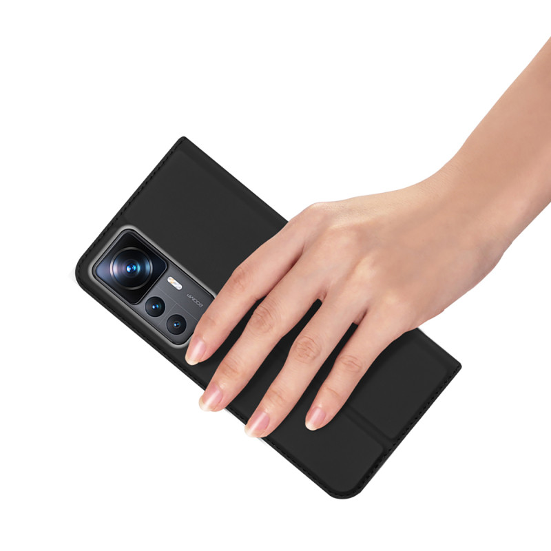 Dux Ducis Skin Pro dėklas Xiaomi 12T Pro / 12T piniginės dėklas, atverčiamas juodas dangtelis