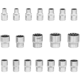 Lizdiniai veržliarakčiai lizdai 12 taškų 8-34 mm 1/2'' - 19 vnt.