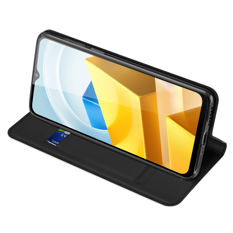 Dux Ducis Skin Pro dėklas Xiaomi Poco M5 piniginės dėklo dangtelis su juodu atvartu