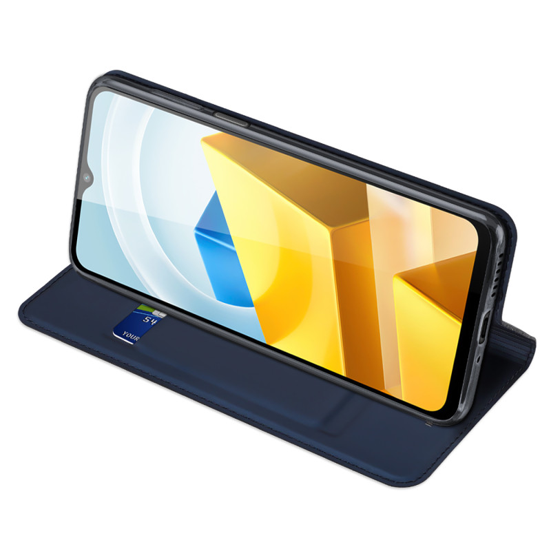 Dux Ducis Skin Pro dėklas Xiaomi Poco M5 piniginės dėklo dangtelis su mėlynos spalvos atvartu