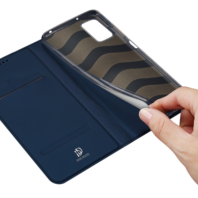 Dux Ducis Skin Pro dėklas Xiaomi Poco M5 piniginės dėklo dangtelis su mėlynos spalvos atvartu