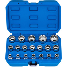Lizdiniai veržliarakčiai lizdai 12 taškų 8-34 mm 1/2'' - 19 vnt.
