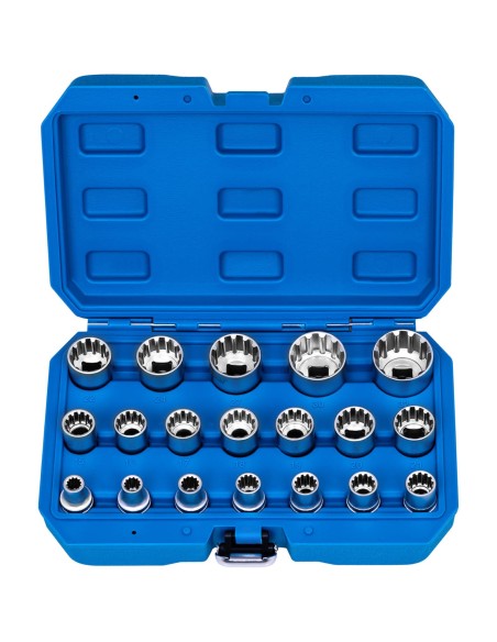 Lizdiniai veržliarakčiai lizdai 12 taškų 8-34 mm 1/2'' - 19 vnt. Lizdiniai veržliarakčiai lizdai 12 taškų 8-34 mm 1/2'' - 19 vnt.
