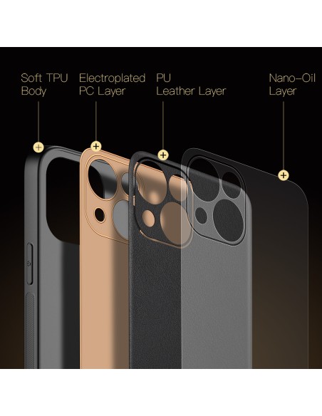 Dux Ducis Yolo iPhone 14 dėklas, elegantiškas dangtelis iš juodos ekologiškos odos Dux Ducis Yolo iPhone 14 dėklas, elegantiškas dangtelis iš juodos ekologiškos odos