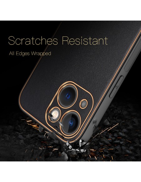 Dux Ducis Yolo iPhone 14 dėklas, elegantiškas dangtelis iš juodos ekologiškos odos Dux Ducis Yolo iPhone 14 dėklas, elegantiškas dangtelis iš juodos ekologiškos odos