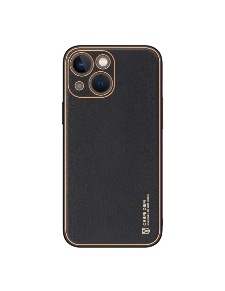 Dux Ducis Yolo iPhone 14 Plus dėklas, elegantiškas juodos spalvos ekologiškos odos dėklas Dux Ducis Yolo iPhone 14 Plus dėklas, elegantiškas juodos spalvos ekologiškos odos dėklas