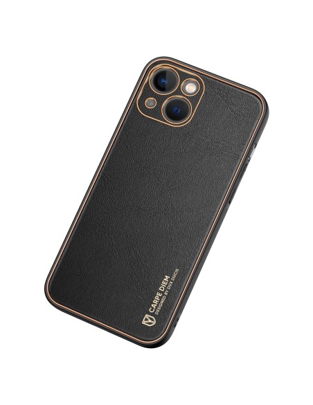 Dux Ducis Yolo iPhone 14 Plus dėklas, elegantiškas juodos spalvos ekologiškos odos dėklas Dux Ducis Yolo iPhone 14 Plus dėklas, elegantiškas juodos spalvos ekologiškos odos dėklas