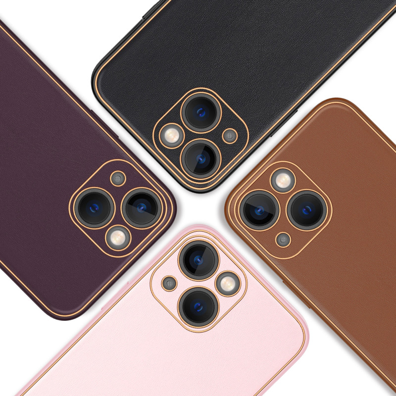 Dux Ducis Yolo iPhone 14 Plus dėklas, elegantiškas juodos spalvos ekologiškos odos dėklas