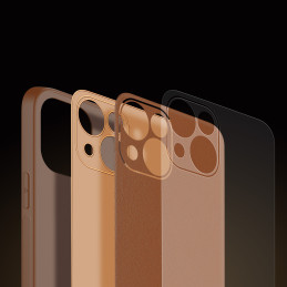 Dux Ducis Yolo iPhone 14 Plus dėklas, elegantiškas dėklas pagamintas iš rudos ekologiškos odos