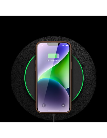 Dux Ducis Yolo iPhone 14 Plus dėklas, elegantiškas dėklas pagamintas iš rudos ekologiškos odos Dux Ducis Yolo iPhone 14 Plus dėklas, elegantiškas dėklas pagamintas iš rudos ekologiškos odos