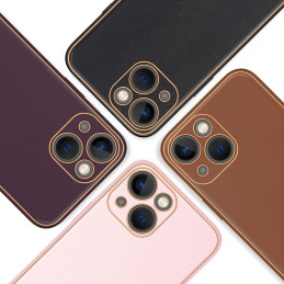 Dux Ducis Yolo iPhone 14 Plus dėklas, elegantiškas dėklas pagamintas iš rudos ekologiškos odos