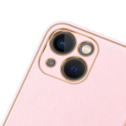Dux Ducis Yolo dėklas iPhone 14 Plus, elegantiškas dangtelis iš ekologiškos odos, rožinis