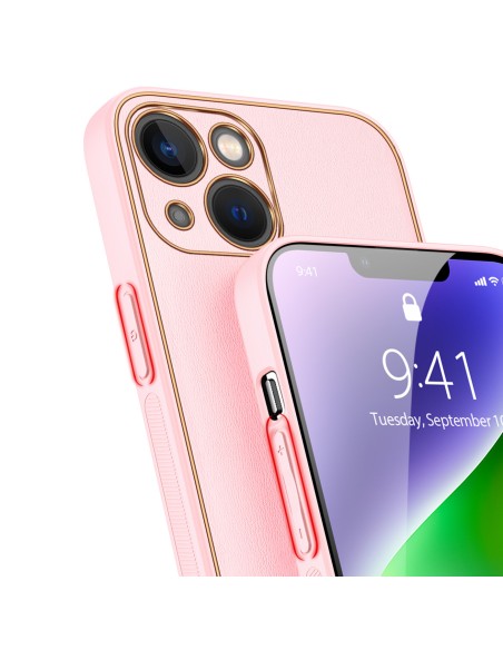 Dux Ducis Yolo dėklas iPhone 14 Plus, elegantiškas dangtelis iš ekologiškos odos, rožinis Dux Ducis Yolo dėklas iPhone 14 Plus, elegantiškas dangtelis iš ekologiškos odos, rožinis