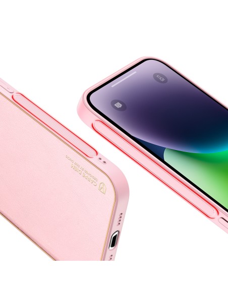 Dux Ducis Yolo dėklas iPhone 14 Plus, elegantiškas dangtelis iš ekologiškos odos, rožinis Dux Ducis Yolo dėklas iPhone 14 Plus, elegantiškas dangtelis iš ekologiškos odos, rožinis