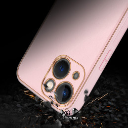 Dux Ducis Yolo dėklas iPhone 14 Plus, elegantiškas dangtelis iš ekologiškos odos, rožinis