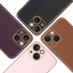 Dux Ducis Yolo dėklas iPhone 14 Plus, elegantiškas dangtelis iš ekologiškos odos, rožinis