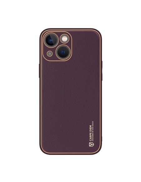 Dux Ducis Yolo iPhone 14 Plus dėklas, elegantiškas dėklas pagamintas iš violetinės ekologiškos odos Dux Ducis Yolo iPhone 14 Plus dėklas, elegantiškas dėklas pagamintas iš violetinės ekologiškos odos