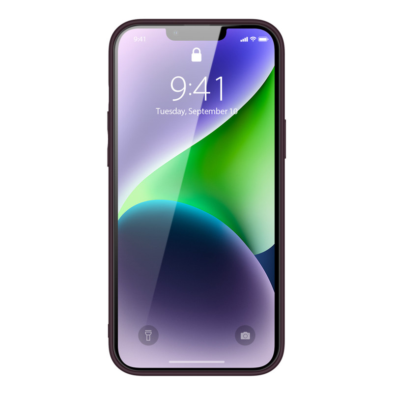 Dux Ducis Yolo iPhone 14 Plus dėklas, elegantiškas dėklas pagamintas iš violetinės ekologiškos odos