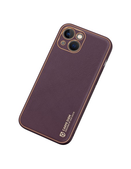Dux Ducis Yolo iPhone 14 Plus dėklas, elegantiškas dėklas pagamintas iš violetinės ekologiškos odos Dux Ducis Yolo iPhone 14 Plus dėklas, elegantiškas dėklas pagamintas iš violetinės ekologiškos odos
