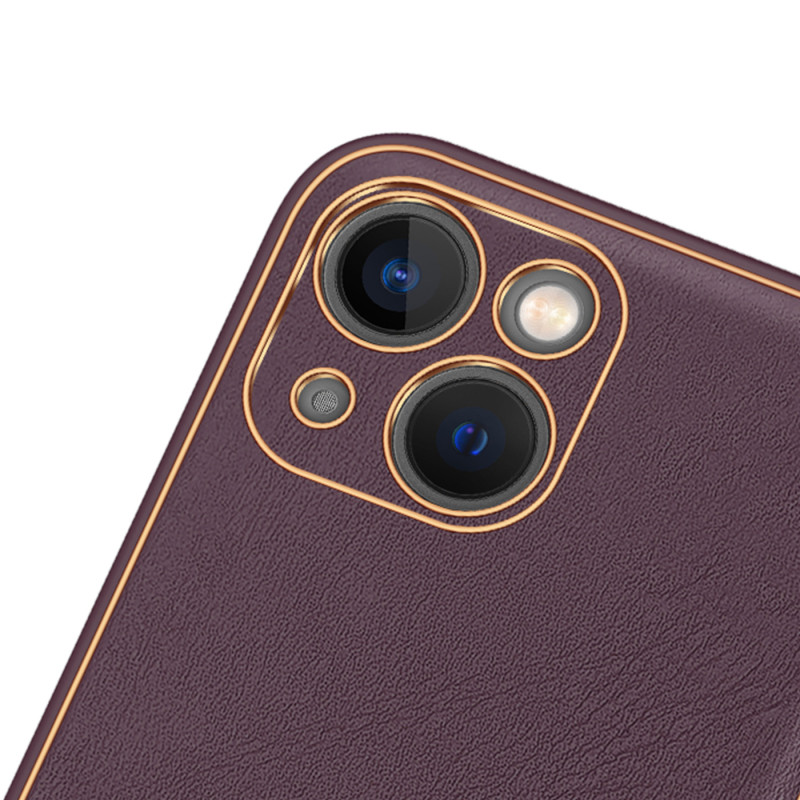 Dux Ducis Yolo iPhone 14 Plus dėklas, elegantiškas dėklas pagamintas iš violetinės ekologiškos odos